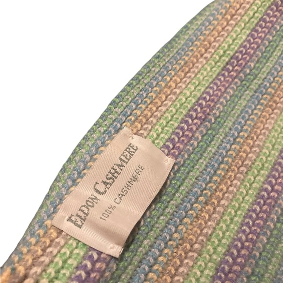 Eldon Multi Coloured Cashmere Striped Scarf with Tassels - Picture 4 of 6